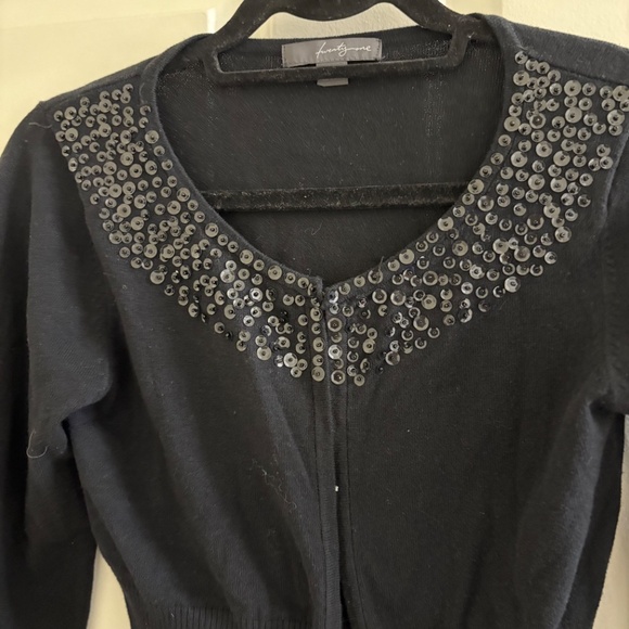 Black Sequin Embellished Cropped Cardigan – Size Small - Picture 2 of 3